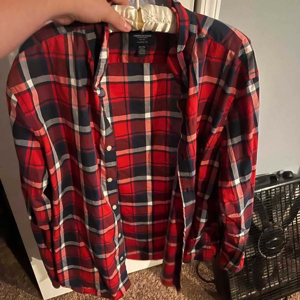 American Eagle Outfitters Red and Blue Plaid Shirt